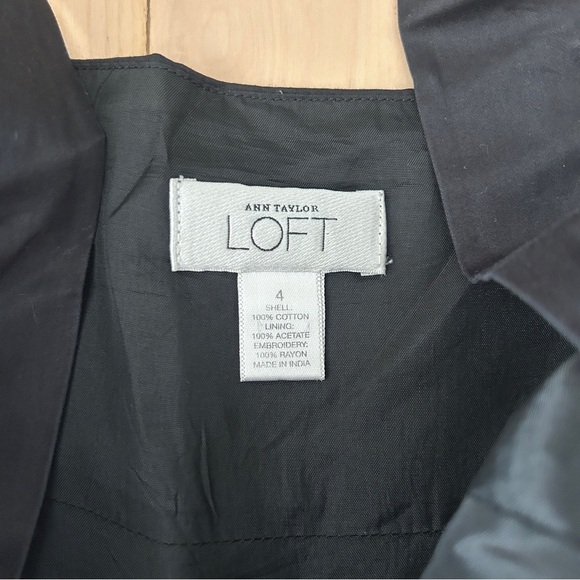 Ann Taylor Loft Black Midi Dress With White Embroidery - Picture 6 of 6